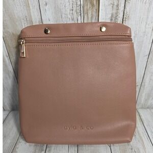 Ayla & Co Vegan Leather Diaper Bag Pouch Dusty Rose Gold Zipper Snap 10x 10